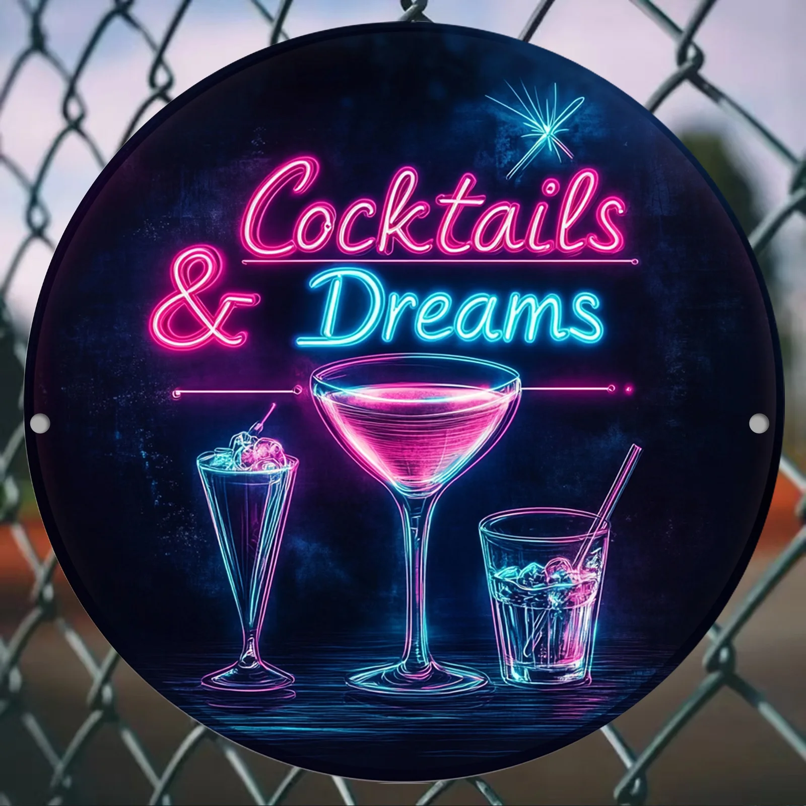 2D Retro Neon Cocktail Dream Wall Art-High-Definition Print,Easy to Hang Plastic Sign, Suitable for Home,Café,Outdoor Decoration view 5