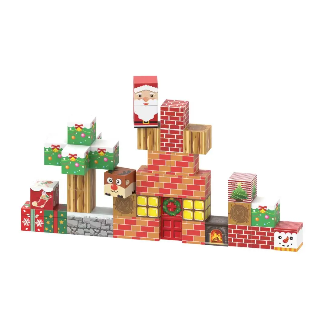 Bloques de construcción magnéticos de Navidad DIY, adornos navideños para niños, bloques de modelismo, juegos para niños, juego de Navidad, bloques magnéticos de nieve