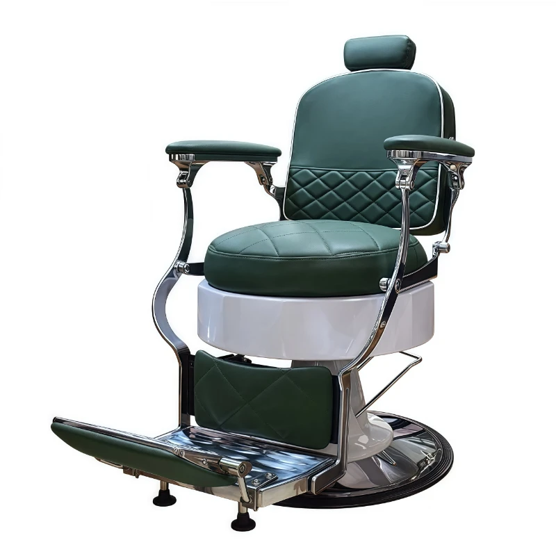 

Barbershop Chair Oil Head Chair Styling Chairs For Hair Stylist Green High End Vintage Silla Para Barberia Commercial Furniture