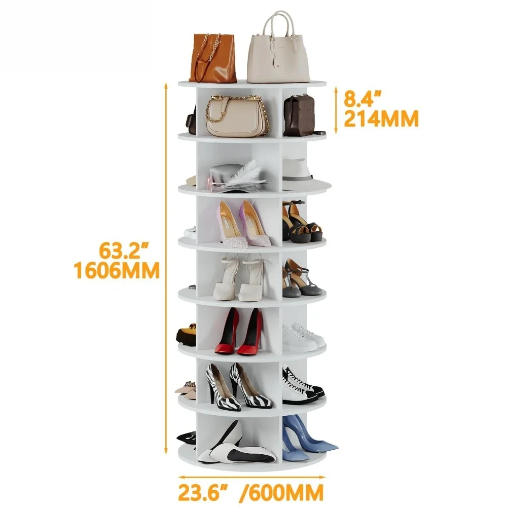 7 Tier Rotating Shoe Rack Tower 360, Revolving Shoes Organizer Spinner, Spinning Shoes Display Lazy Susan, Shoe Hanger