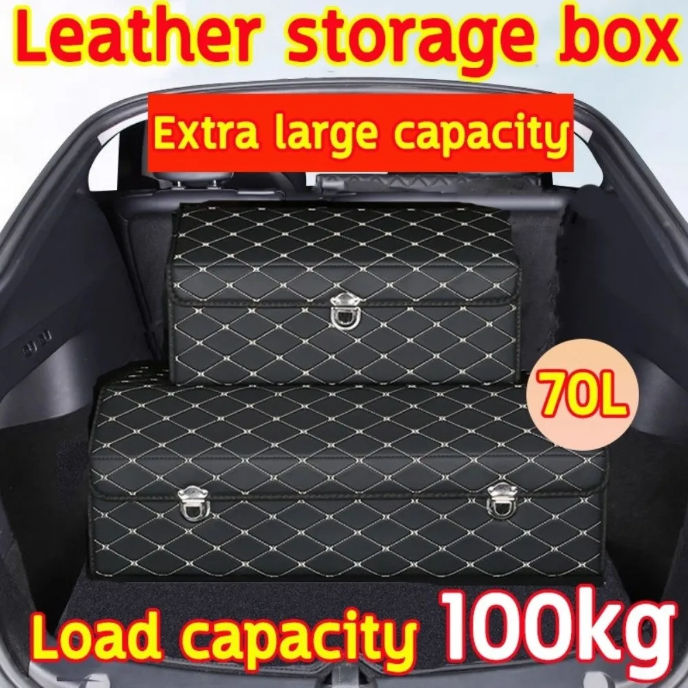 

Portable PU Leather Car Trunk Storage Box Collapsible Extra Large Storage Bag High Capacity Trunk Tool Box Auto Accessories