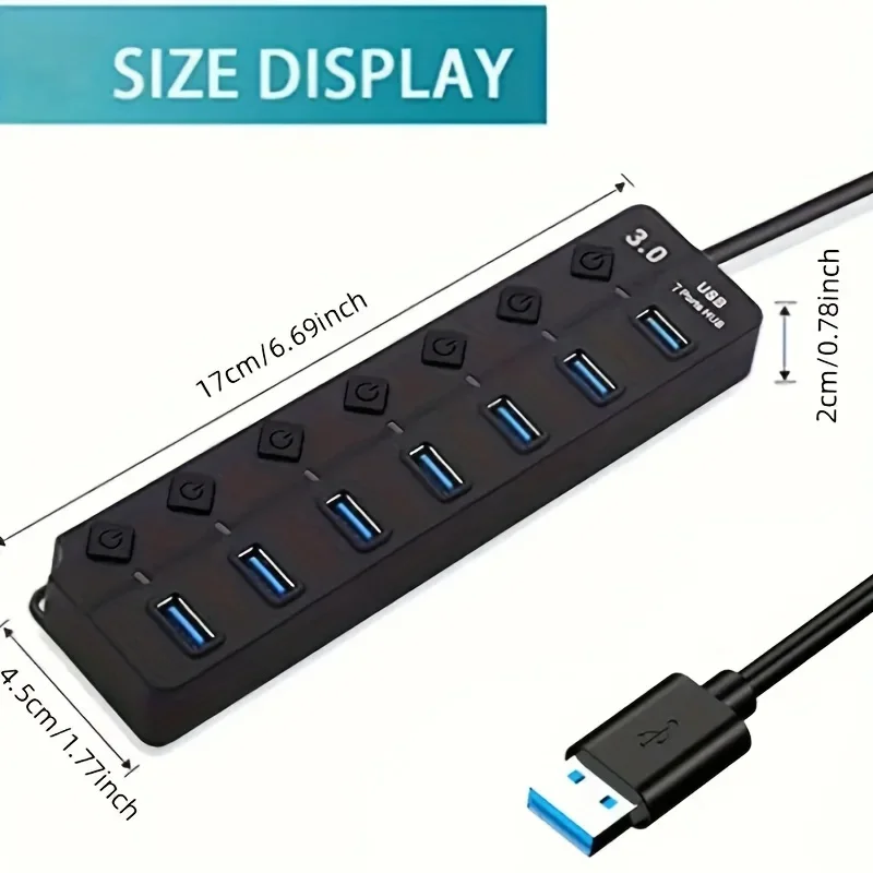 محور USB 3.0 متعدد المنافذ 5G bps مفتاح مستقل عالي السرعة مع ضوء مؤشر LED للوحة مفاتيح القرص الصلب لمحرك الكمبيوتر المحمول