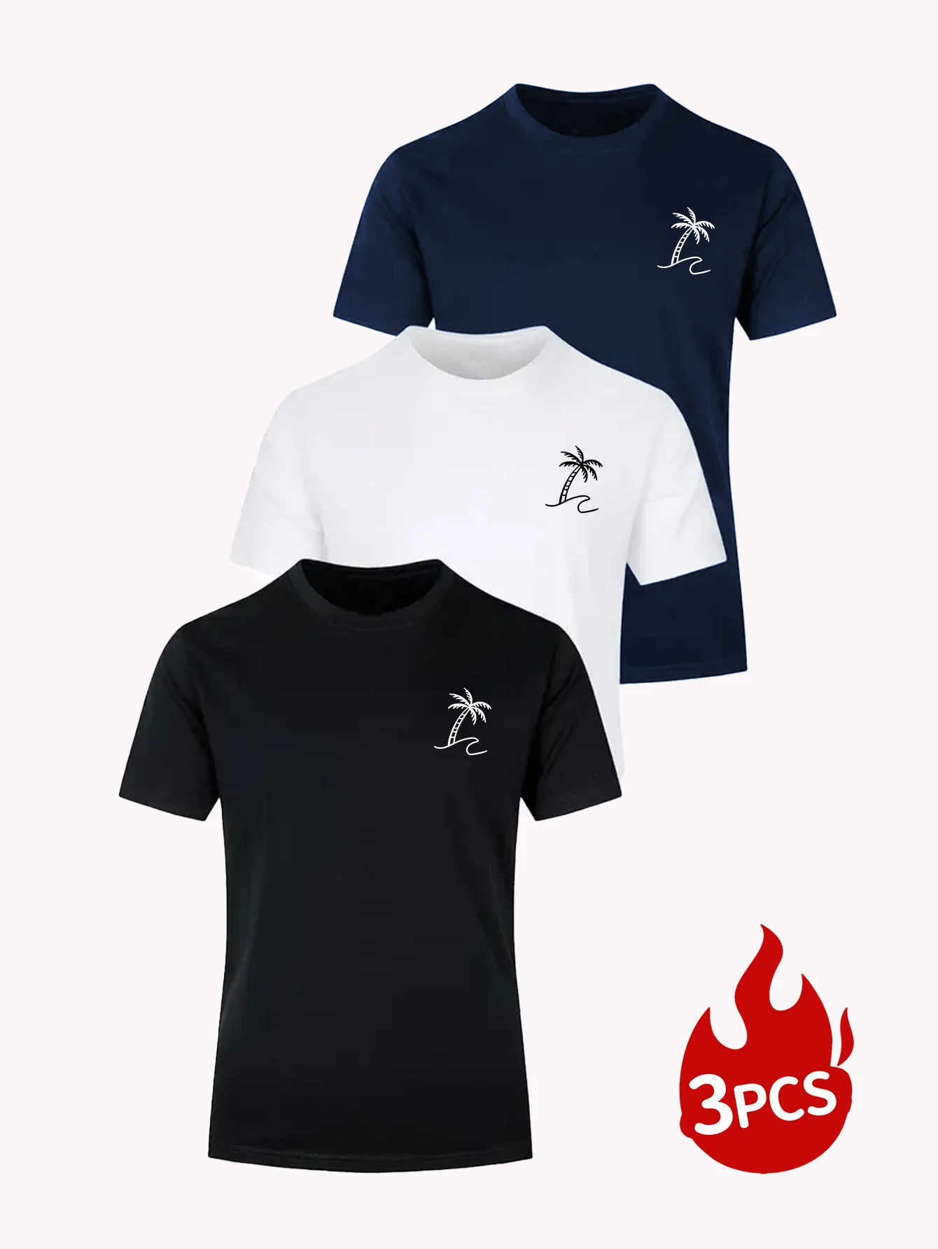 

OBM Starburst Men's Classic Fit T-Shirt 3-Pack, Breathable, All-Match Daily Essential, Crew Neck, Solid Color, Men's Clothing