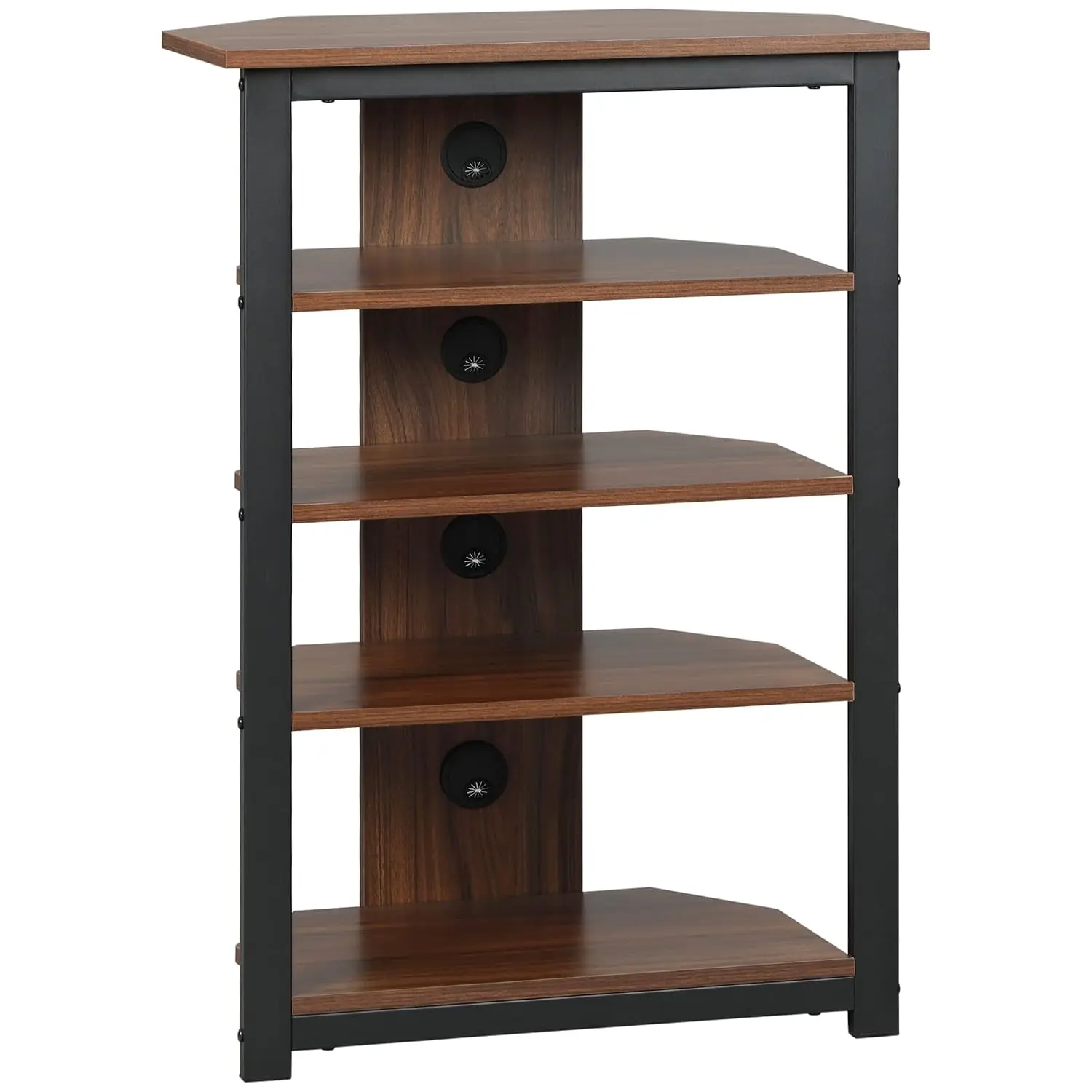 HOMCOM 4-Tier Audio Rack Media Stand Corner Shelf with Cable Management for DVD Players Game Console TV Box Router, Customized