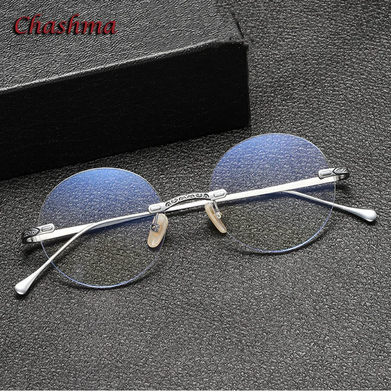 Chashma Prescription Glasses Women Fashion Round Eyeglasses Frames Pure Titanium for Recipe Eyewear Lenses Frameless Spectacles