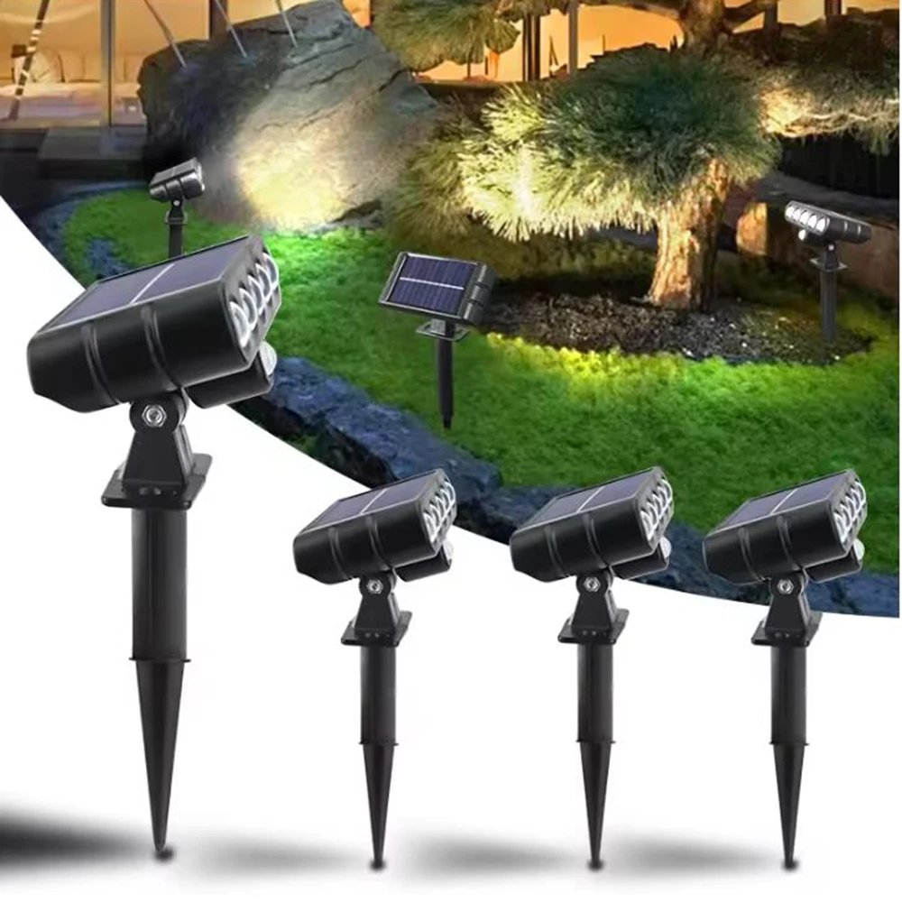 

4pcs Solar LED Spot Lights Outdoor 3 Modes Auto On/Off Solar Landscape Spotlights Waterproof Wall Lights for Walkway Yard Garden