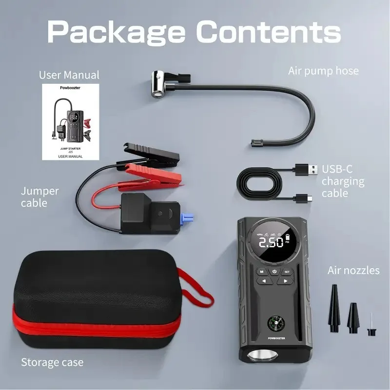 

12V 39800mAh Car Jump Starter with Air Pump 4000A Jump Starter &150PSI Air Compressor Portable Auto Power Banlk Tire Inflator