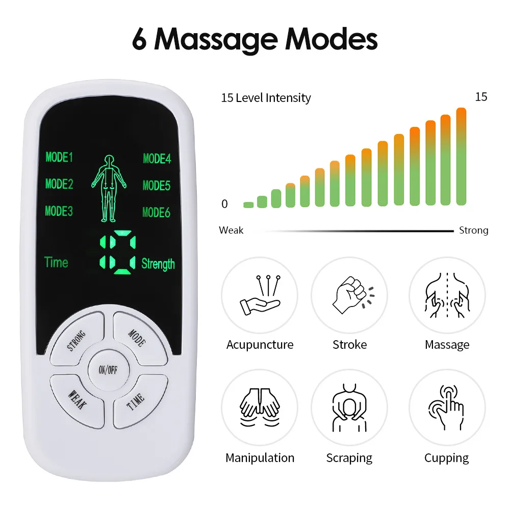 Multi-functional Pulse Electric Muscle Stimulator Back Body Massage Tens Acupuncture Meridian Physiotherapy Digital Massage Tool