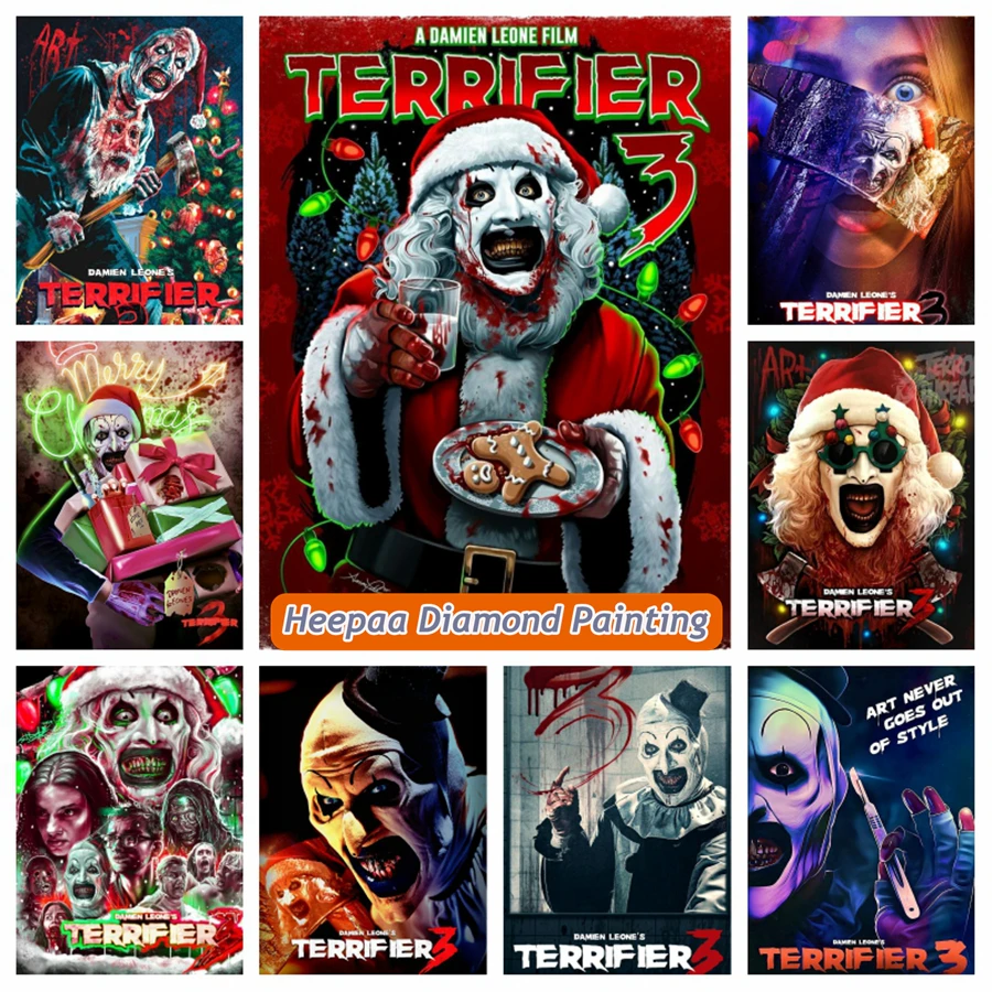 

Фильм ужасов Terrifier 3 5d наборы алмазной живописи Damien Leone фильм Хэллоуин темное искусство вышивка крестиком мозаика ручная работа домашний декор