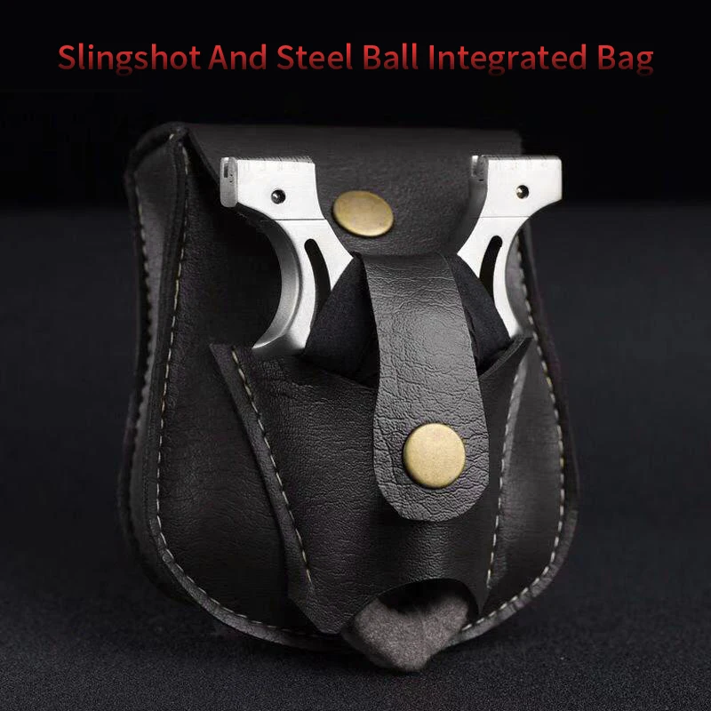 Sac De taille à fronde en cuir fait à la main avec aspiration magnétique multifonctionnelle, boule en acier noir/marron, rangement De transport intégré