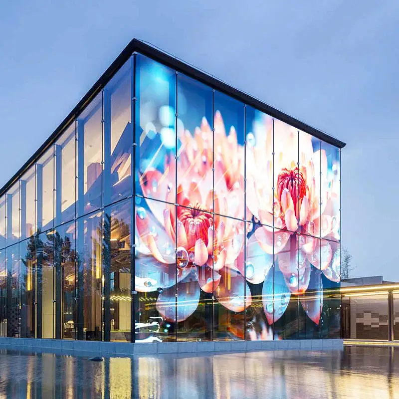 Ultra-Transparent Indoor P10 Flexible LED Screen Full Color Advertising Glass for Shopping Malls-OEM Digital Poster