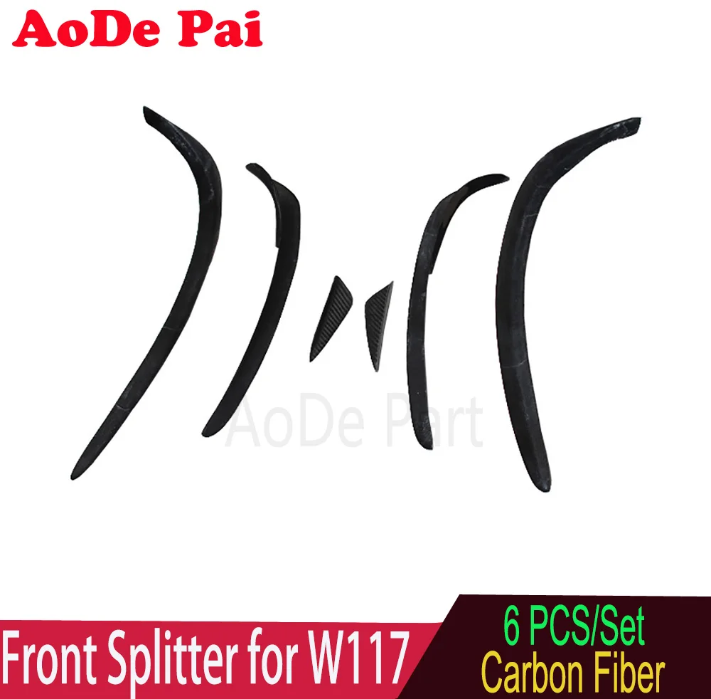 6 pcs/set Carbon Fiber Front Bumper Splitter Air Canards Apron Flap Lip for Mercedes CLA Class W1172013-2015 AMG Package C117