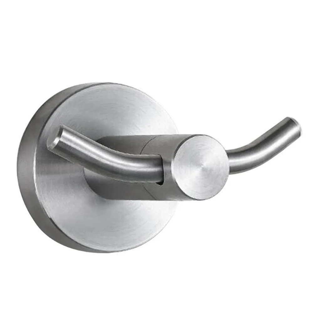 

2Pcs StainlessSteel Hooks DoubleRobe WallMount TowelCoat Hanger BathroomKitchen LivingRoom ModernDesign NonFading