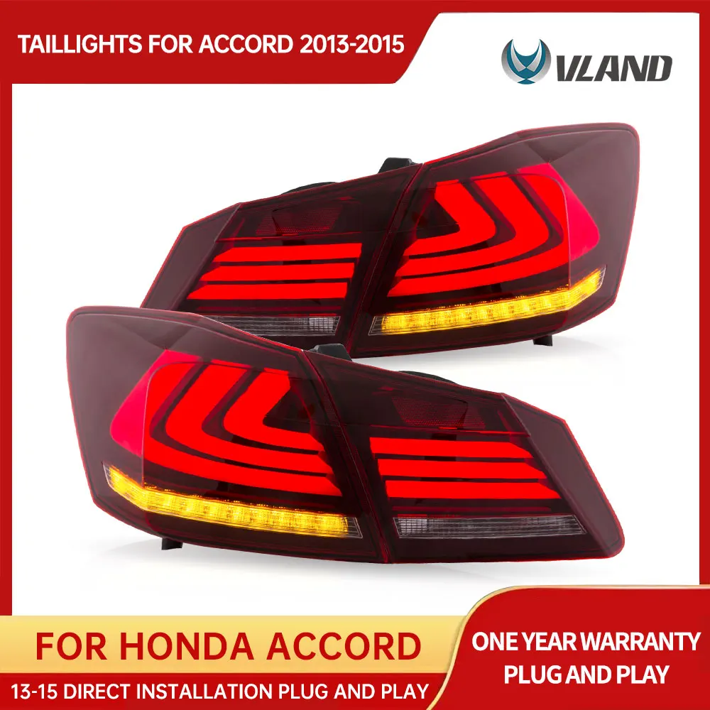 VLAND For Honda Accord 9 Series 2013-2015 LED Car Taillight Tail Lights Rear Fog Lamp Dynamic Turn Signal Reverse Brake Light