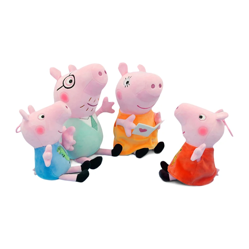 Original Peppa Pig George Pig Mom Dad Set Plush Toys Cartoon Animal Stuffed Plush Toys Anime Cartoon Kids Christmas Toys Gifts