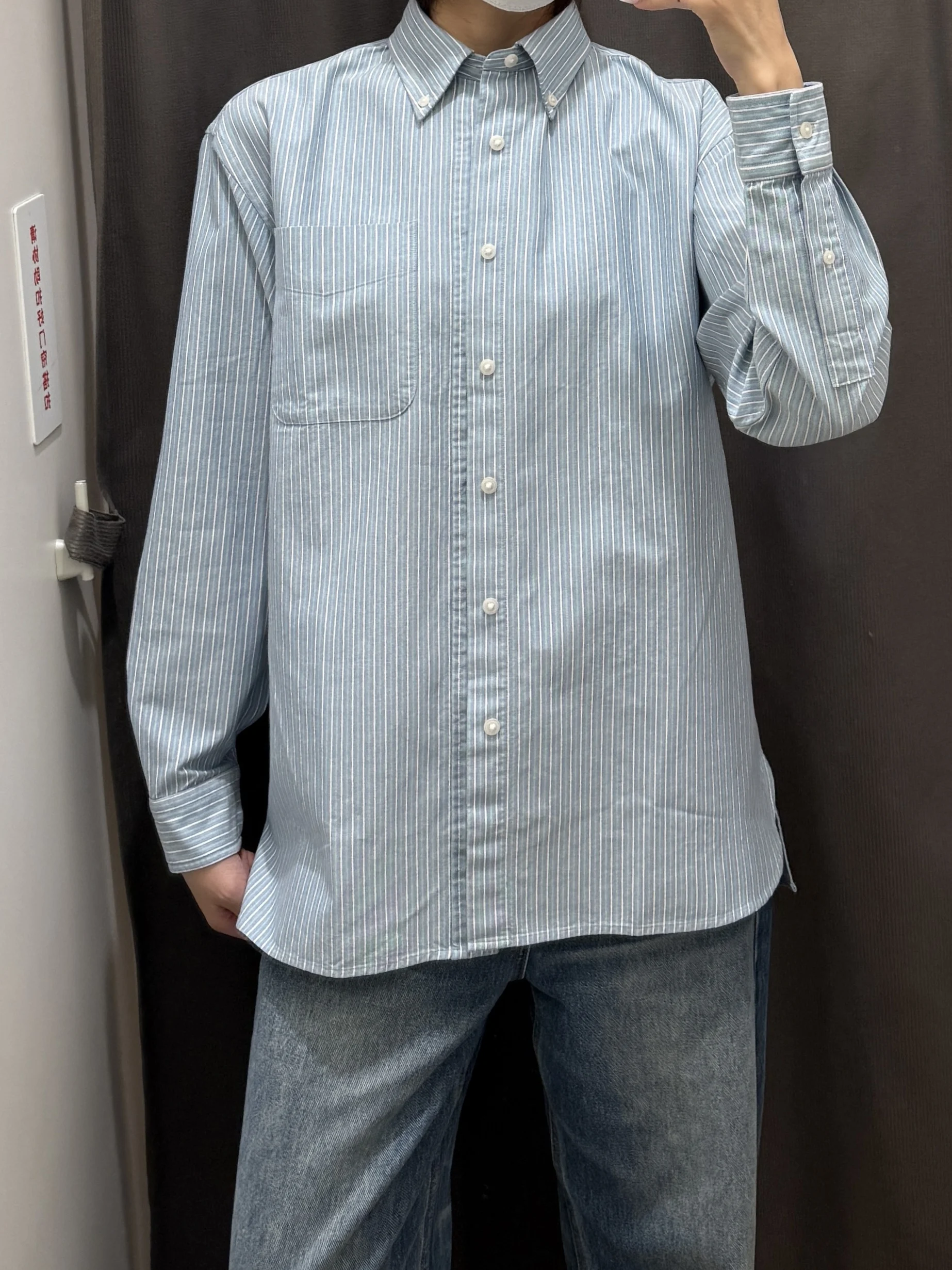 

Весна 2026: Рубашка унисекс из оксфордской ткани в полоску с длинным рукавом, свободного кроя, бренд Hongda, устойчивая к деформации, стандартная длина