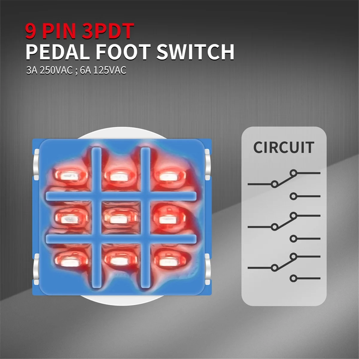 10PCS Guitar Effects Pedal Footswitch 3PDT Stomp Pedal Switch 9-Pin Locking Push Button Foot Switch