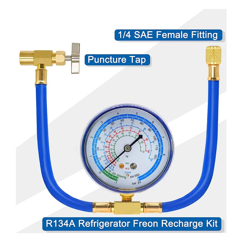 AY03-1Set ACR134A طقم إعادة شحن الثلاجة الفريون المعدني الأزرق 134A طقم إعادة شحن الثلاجة
