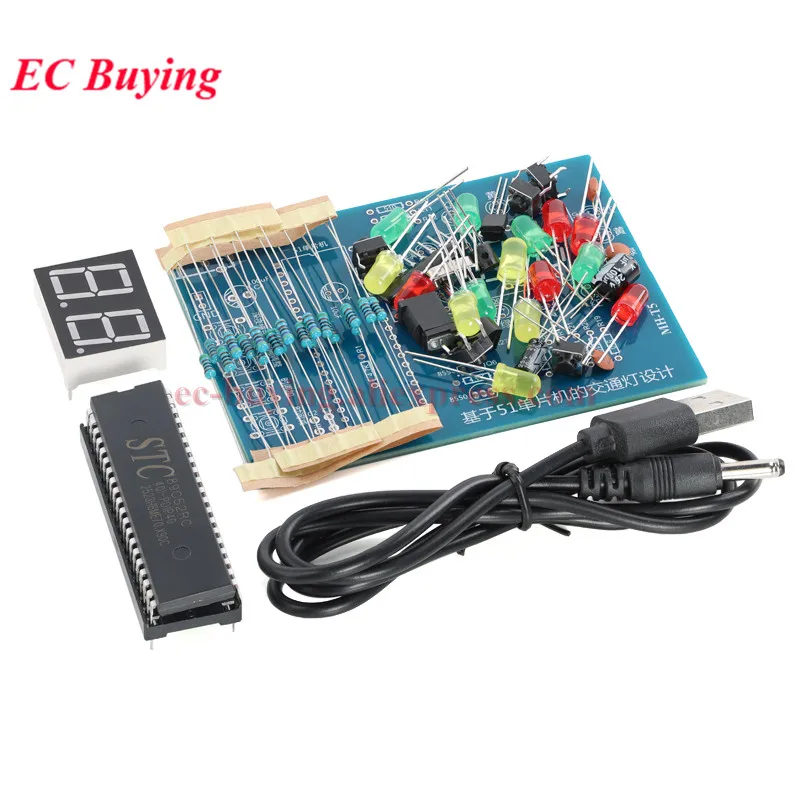 MHT5 Traffic Light Controller Electronic DIY Kit Electromechanical Skills Training Contest STC89C52 51 Single-Chip Microcomputer