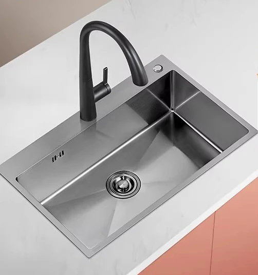 

Kitchen Sink Undercounter Basin 304 Stainless Steel Vegetable Basin Nano Handmade Single Slot Household