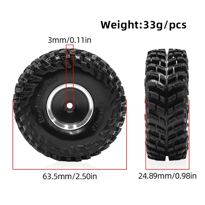عجلات وإطارات Beadlock RC مقاس 1.0 بوصة لزاحف 1/18 TRX4M، 1/24 SCX24 RC، إطارات Beadlock 1.0 مع عجلات من سبائك الألومنيوم #2