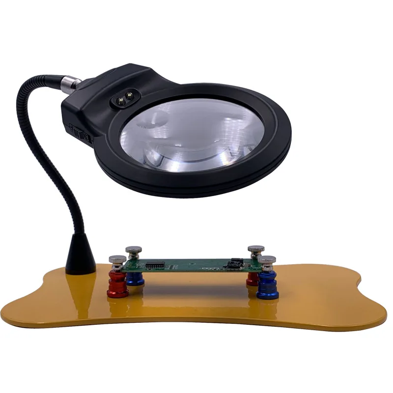 

2PCS with LED lamp magnifying glass magnetic fixed clamp welding table, circuit board, model aircraft welding auxiliary table
