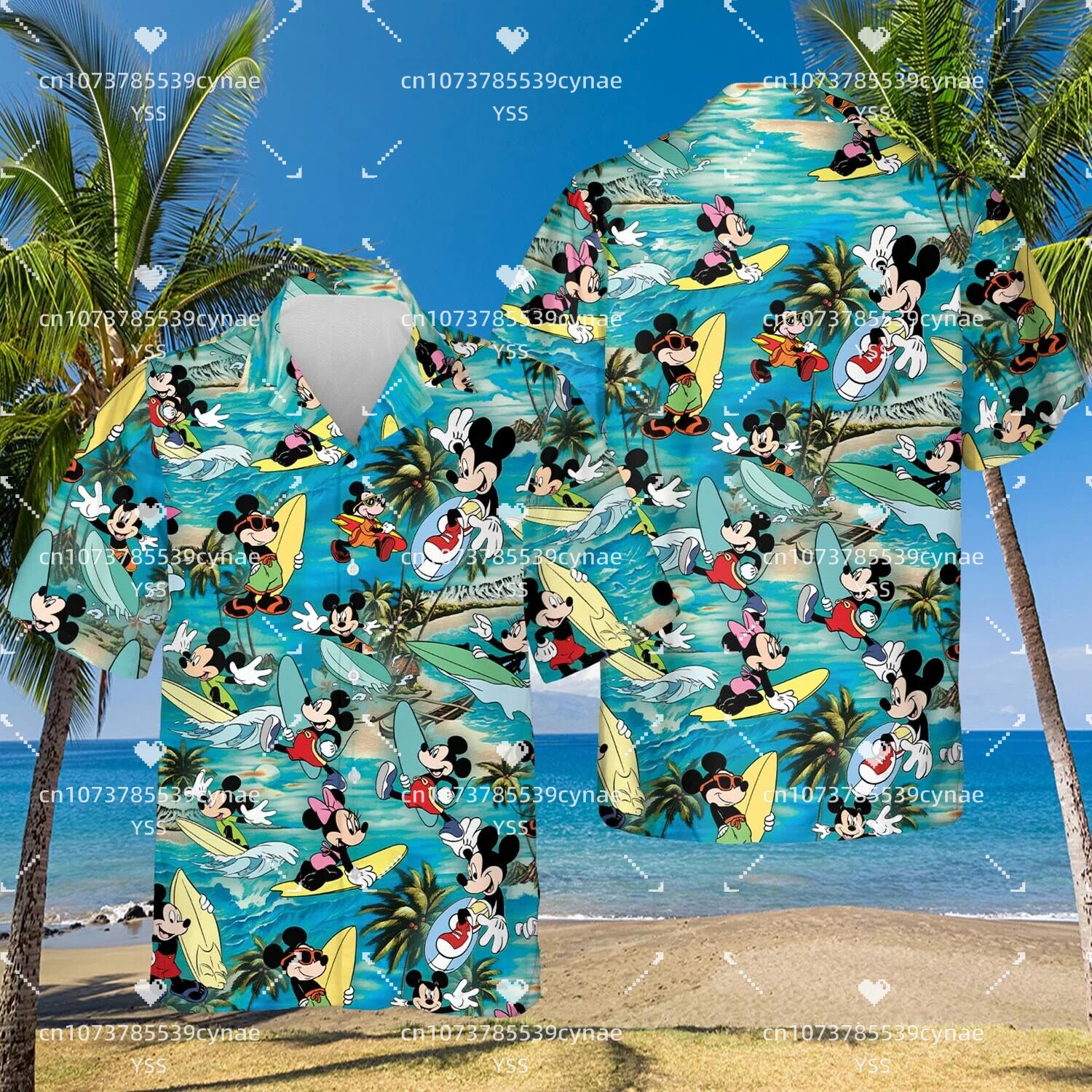 

2023 New Mickey Disney Hawaiian Hawaiian Shirts Aloha Beach Summer Fashion Style Men's and Women's Shirts