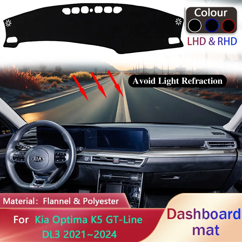 

Car Dashboard Pad for Kia Optima K5 GT-Line DL3 2021~2024 Update Sunshade Mat Dashmat Liner Carpet Rug Cover Auto Accessories