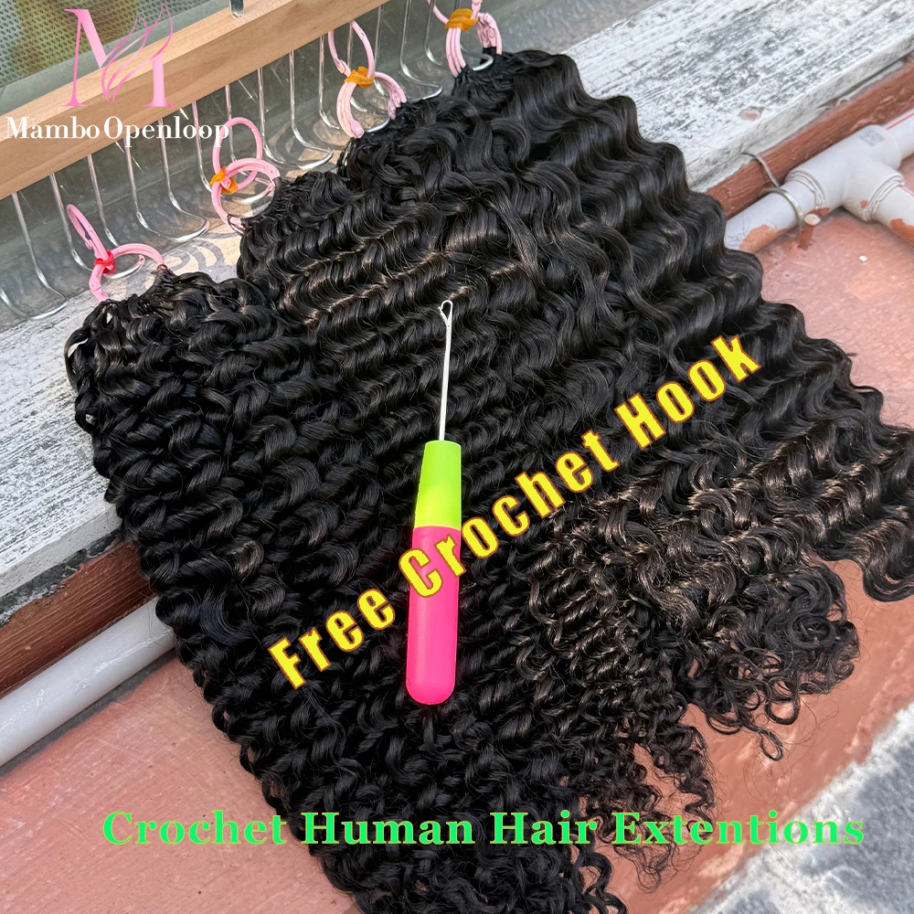 

Предварительно разделенные пучки волос для наращивания крючком, невидимые косы, 100 г/упаковка, глубокие кудри, водная волна