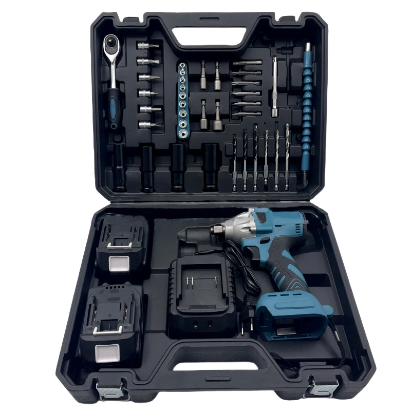 Wholesale 43 Pcs Tool Sets High Torque Electric Brushless Cordless Impact Wrench with Lithiun Battery 1/2 Inch Electric Wrench