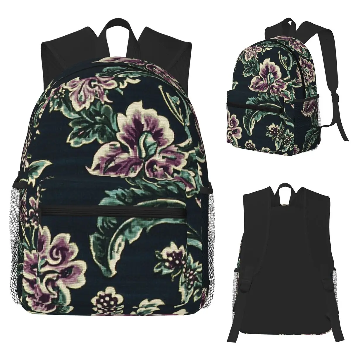 

Colorful Summer Vintage Romantic Jacobean Floral Student Backpack School Bag Hiking Daypack for Men Women Bookbag Shoulder Bags
