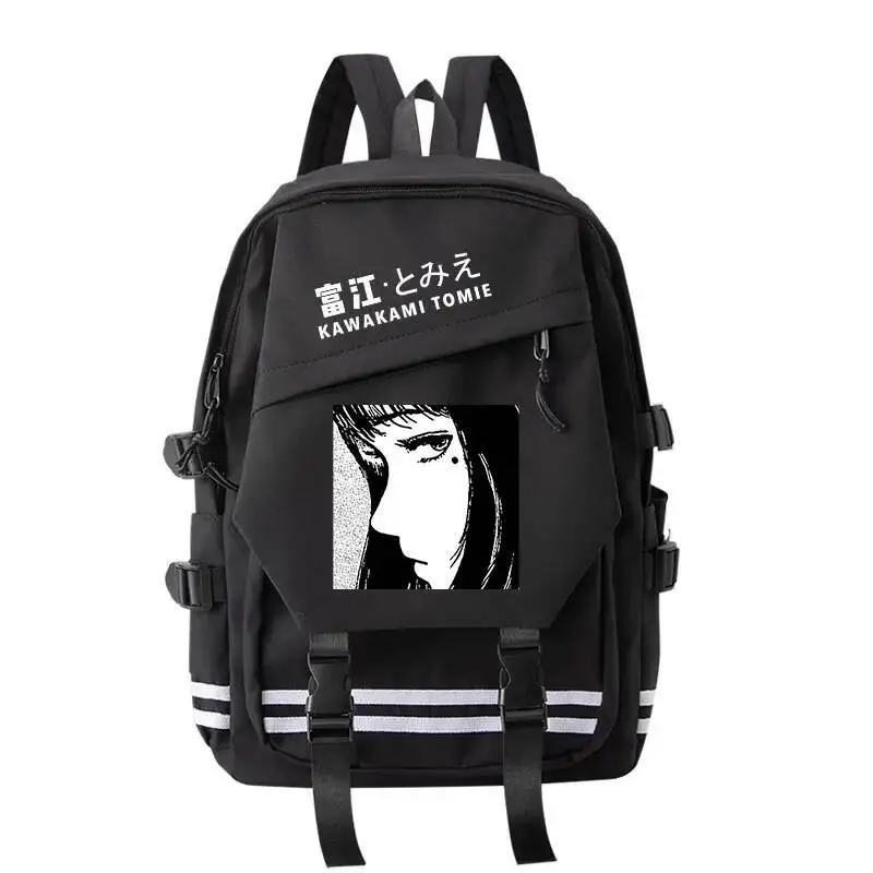 Tas Sekolah Siswa Anime Game Garis Hitam Itou Junji Tomie Kawakami Ransel Mochilas Kapasitas Besar untuk