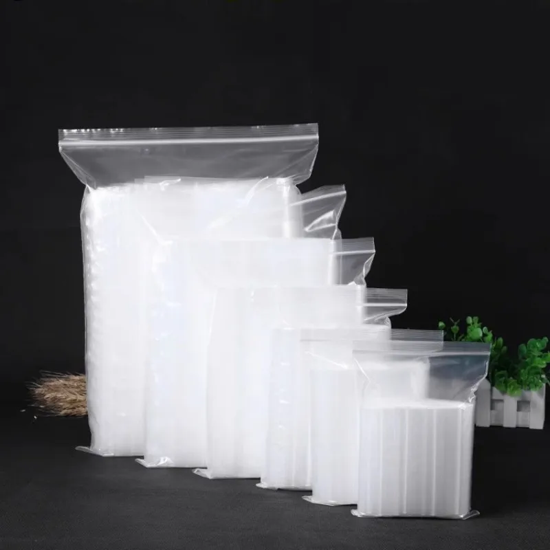 StoBag 50/100pcs PE Transparent Ziplock Bags Thick Self-sealing Clear Food Packaging Pouches Plastic Storage Waterproof Reusable