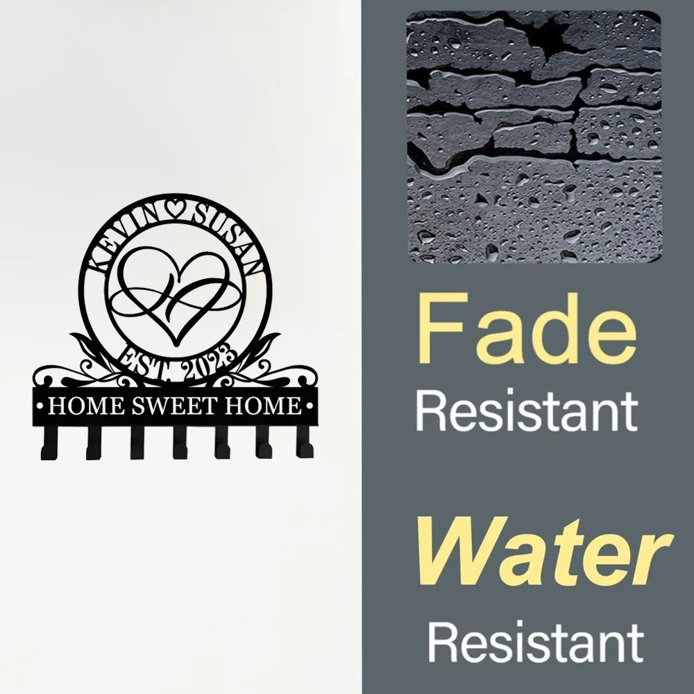 حامل مفاتيح معدني مخصص بطابع إنفينيتي | رف اسم شخصي مثبت على الحائط، خطافات مصنوعة يدويًا، هدية الهالوين وعيد الميلاد، ص الزفاف