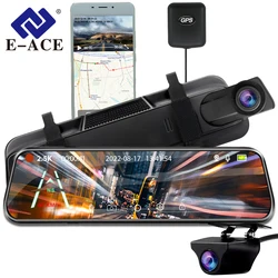 E-ACE 2.5K Car DVR WIFI GPS Stream Media Mirror Sony 1440P Car Video Camera Night Vision Video Dual Lens 24H Parking Black Box