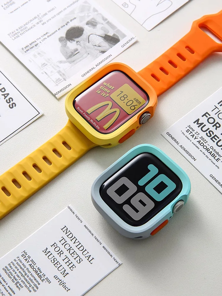 Custodia morbida per orologio in Silicone per Apple Watch 40mm 41mm 45 44 49mm Cover protettiva antiurto sfumata per iWatch Ultra 9 8 7 6 SE 5