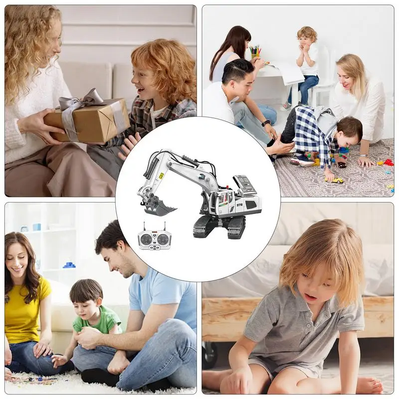 EbToys-Ensemble de jouets de camion à benne basculante RC pour enfants, rotation de jeu inatif, pelle, véhicules de construction, idéal pour les enfants de 6 ans