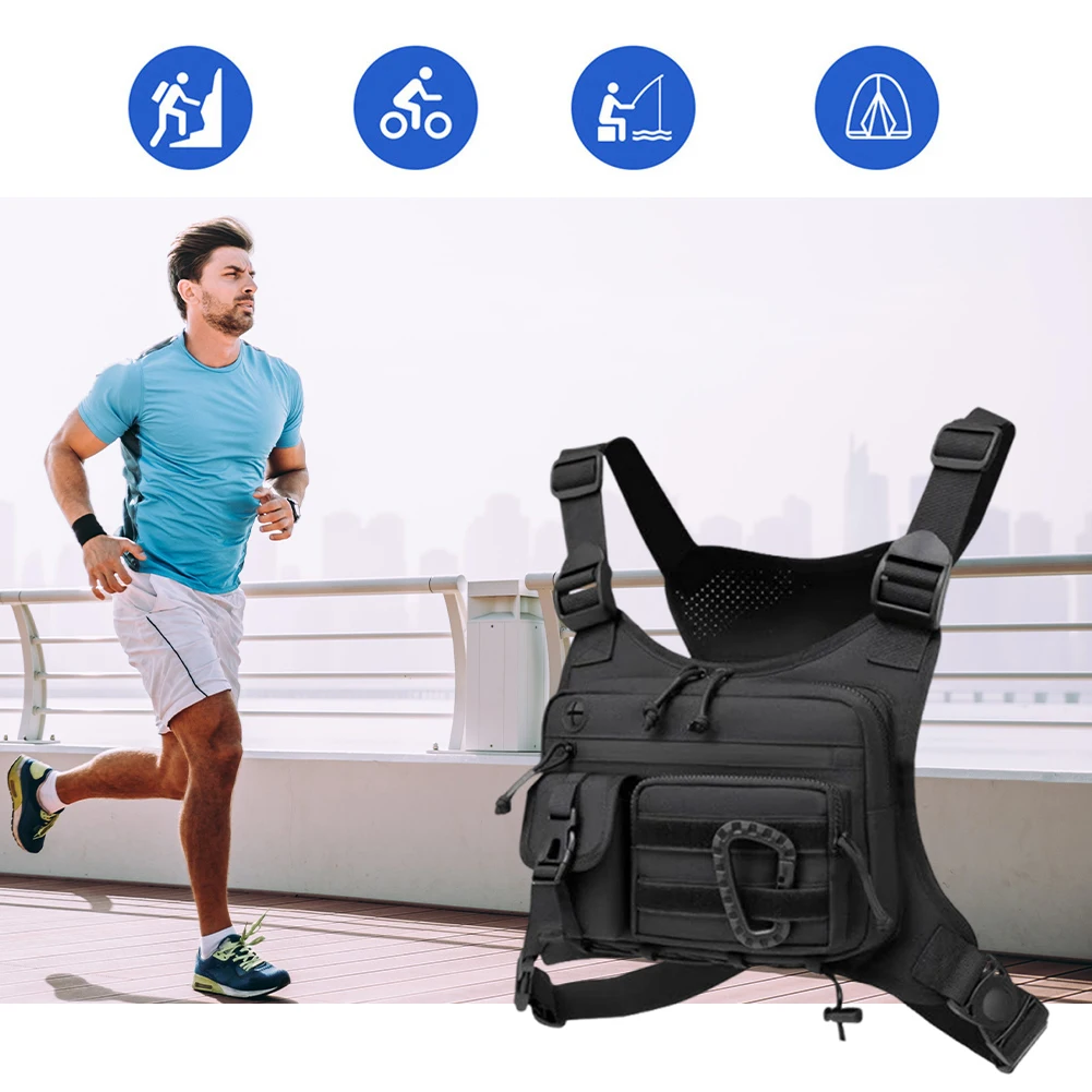 

Outdoor Cycling Chest Bag Adjustable Strap Multifunctional Vest Chest Bag Nylon Hunt Vest Bag Travel Commute Sports Backpack