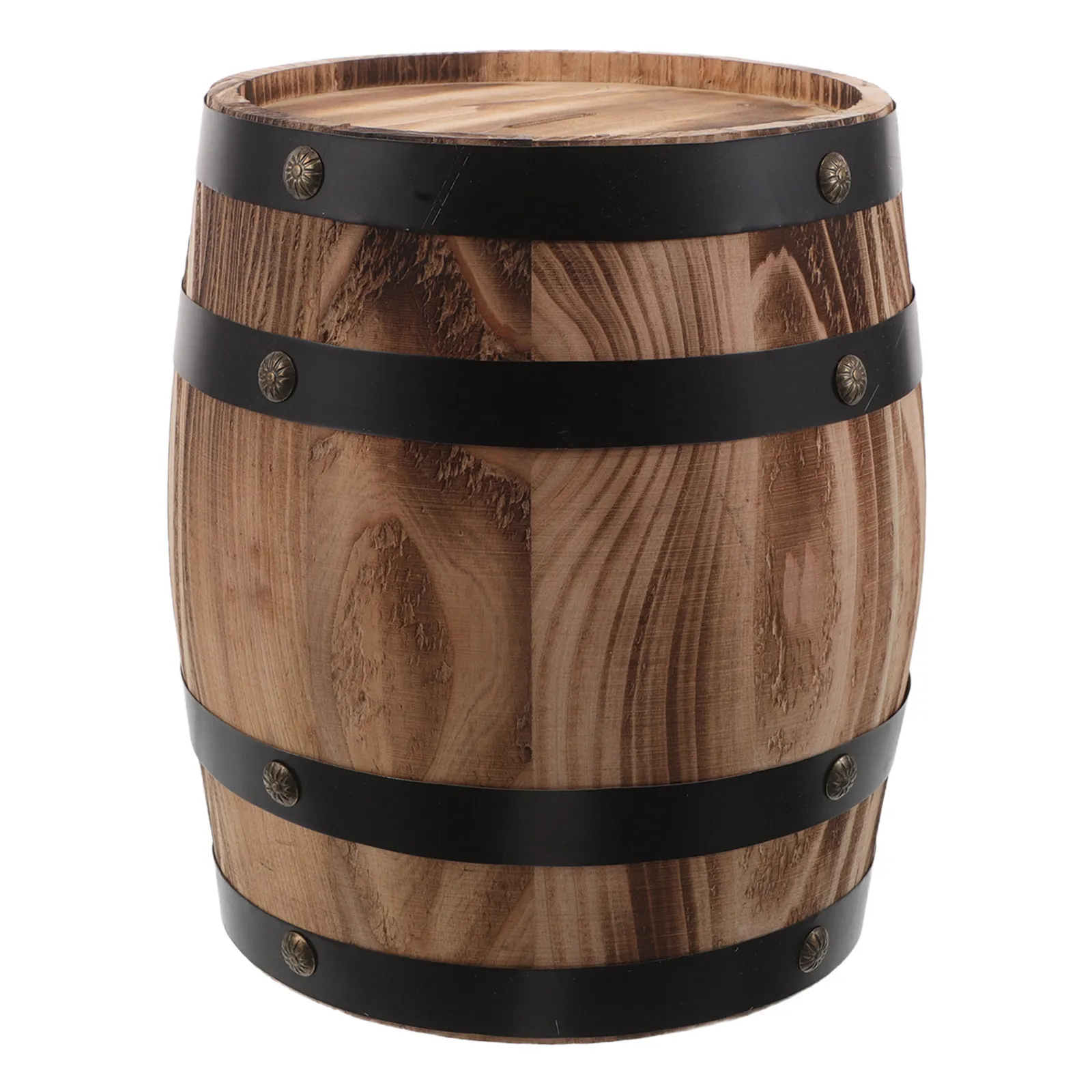 Oak Barrel Shaped Piggy Bank Vintage Wooden Money Bank Large Rustic Decorative Coin Box for Children Saving Financial Awareness