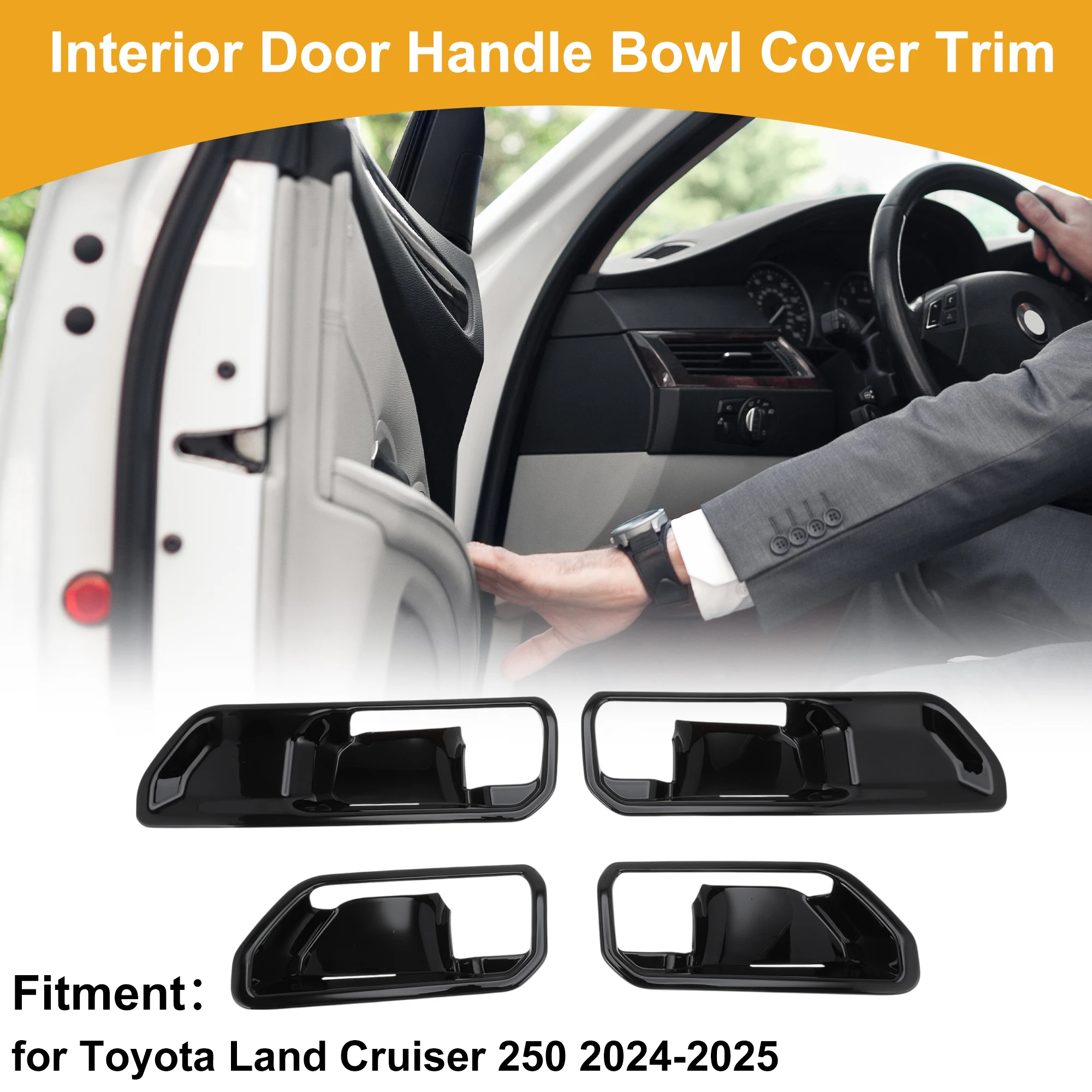 

UXCELL внутренняя дверная ручка, накладка чаши для Toyota Land Cruiser 250 2024-2025, черная