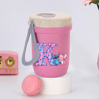 Stitch Angel Kawaii Water Bottle 500ML Girls Disney Letter A-Z Cup Mug Student School Outdoor Sport Mug Children Gift Hot Sales