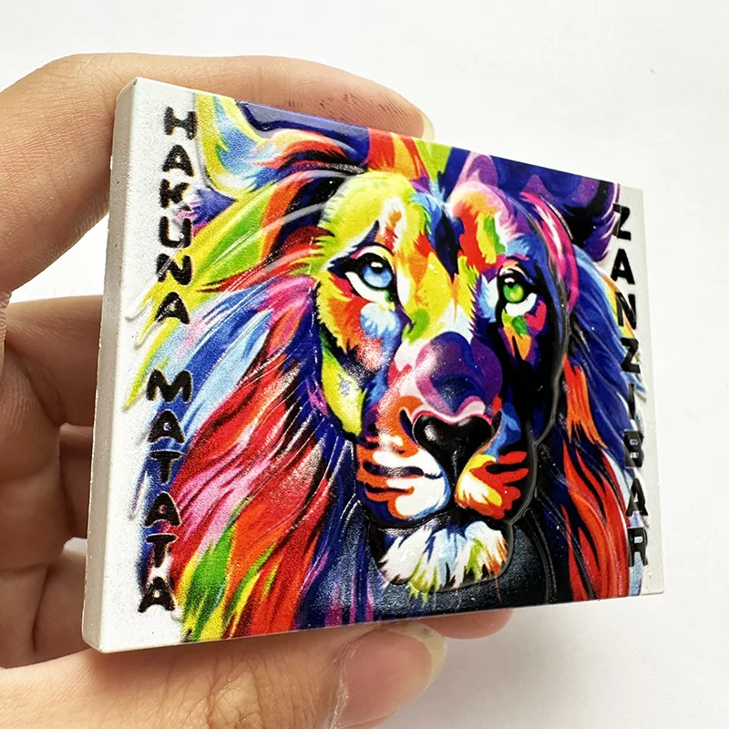 Zanzibar, Tanzania, Lion souvenirs, 3D refrigerator magnets, home decor collection arts and crafts gifts