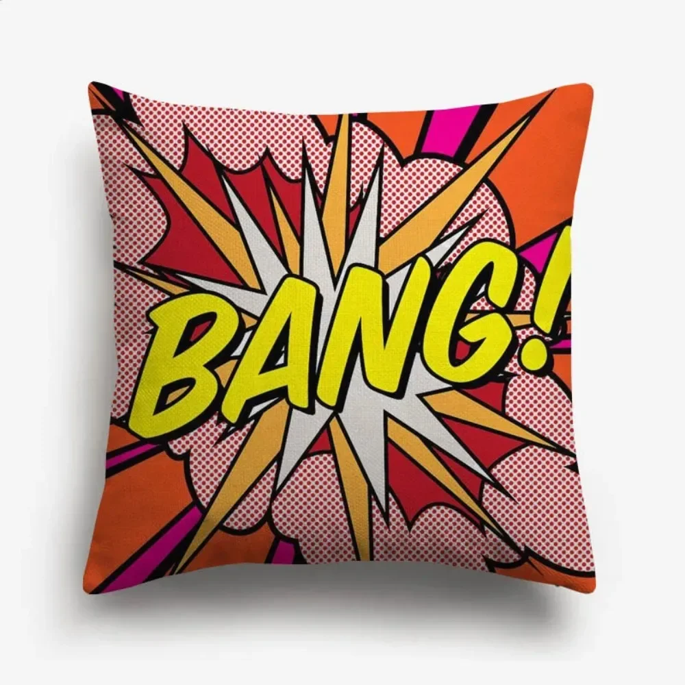 American POP ART Cushion Covers BANG WOW BOOM POW Cushion Cover Home Decorative Linen Pillow Case for Sofa Couch