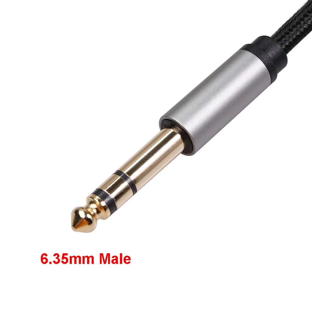 0.3/1.5M 6.35mm to 3.5mm Adapter Gold Plated TRS 1/4 Male to 1/8 Female Braided Cable for Headphones Amplifier Guitar Phone PC