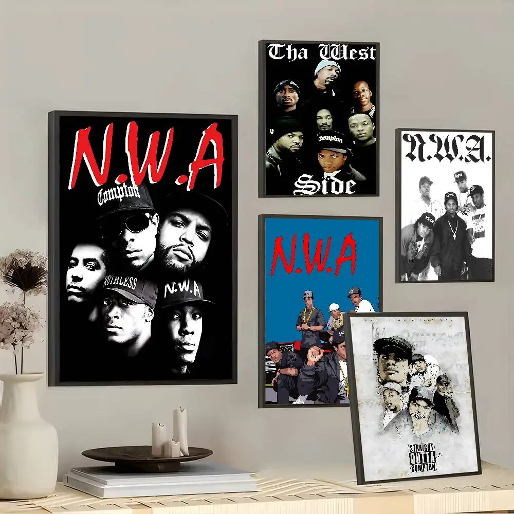 Hop rap n.w.a hip cubo de gelo dr.dre eazy-e pintura em tela diy pegajoso poster imprime cartazes arte pintura decorativa vintage