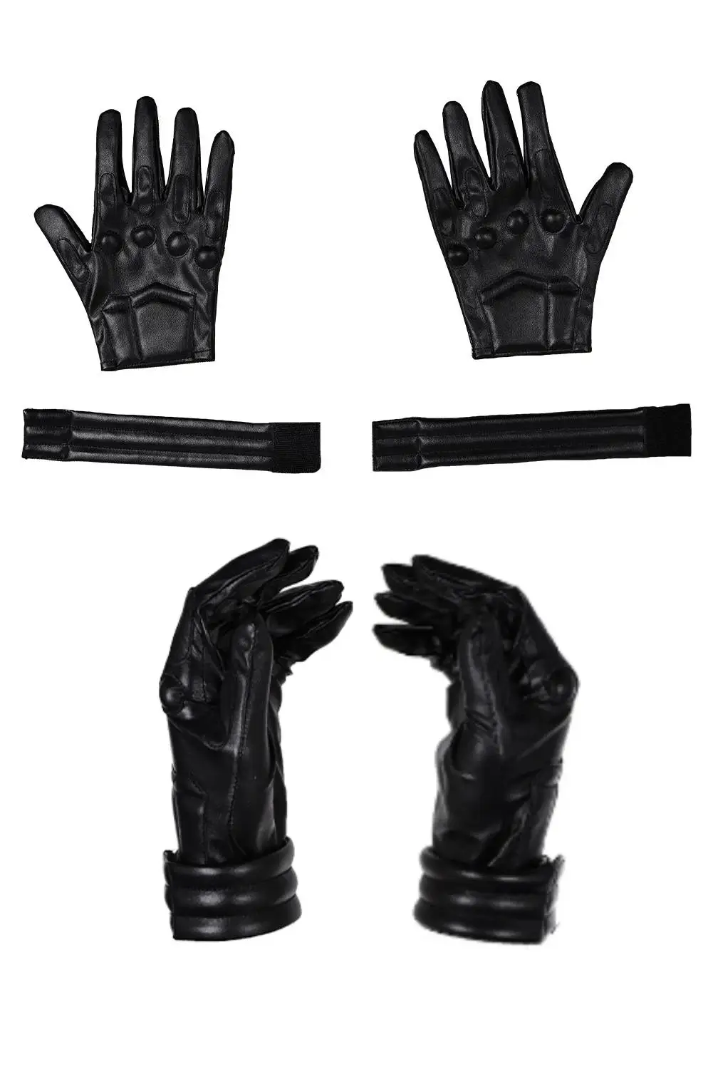 Red Hood Cosplay Men Fantasia Black Leather Gloves Hand Guard Movie Gotham Costume Disguise Accessories Halloween Carnival Prop