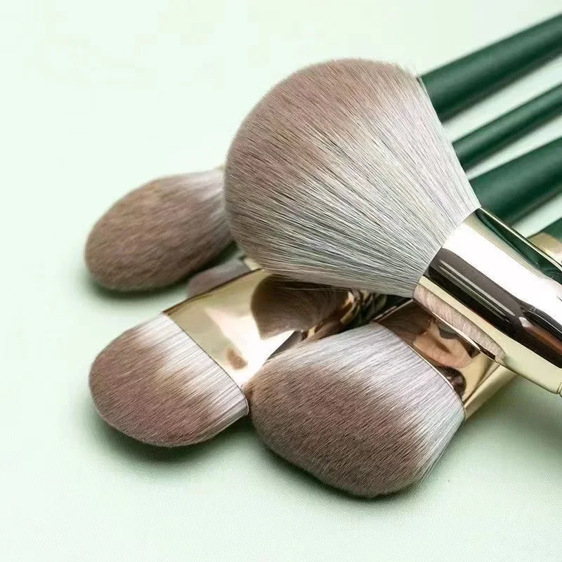 14 brocha de maquillaje de nube verde, brocha súper suave para polvos, brocha para base en polvo, brocha para colorete, herramientas de belleza multifuncionales