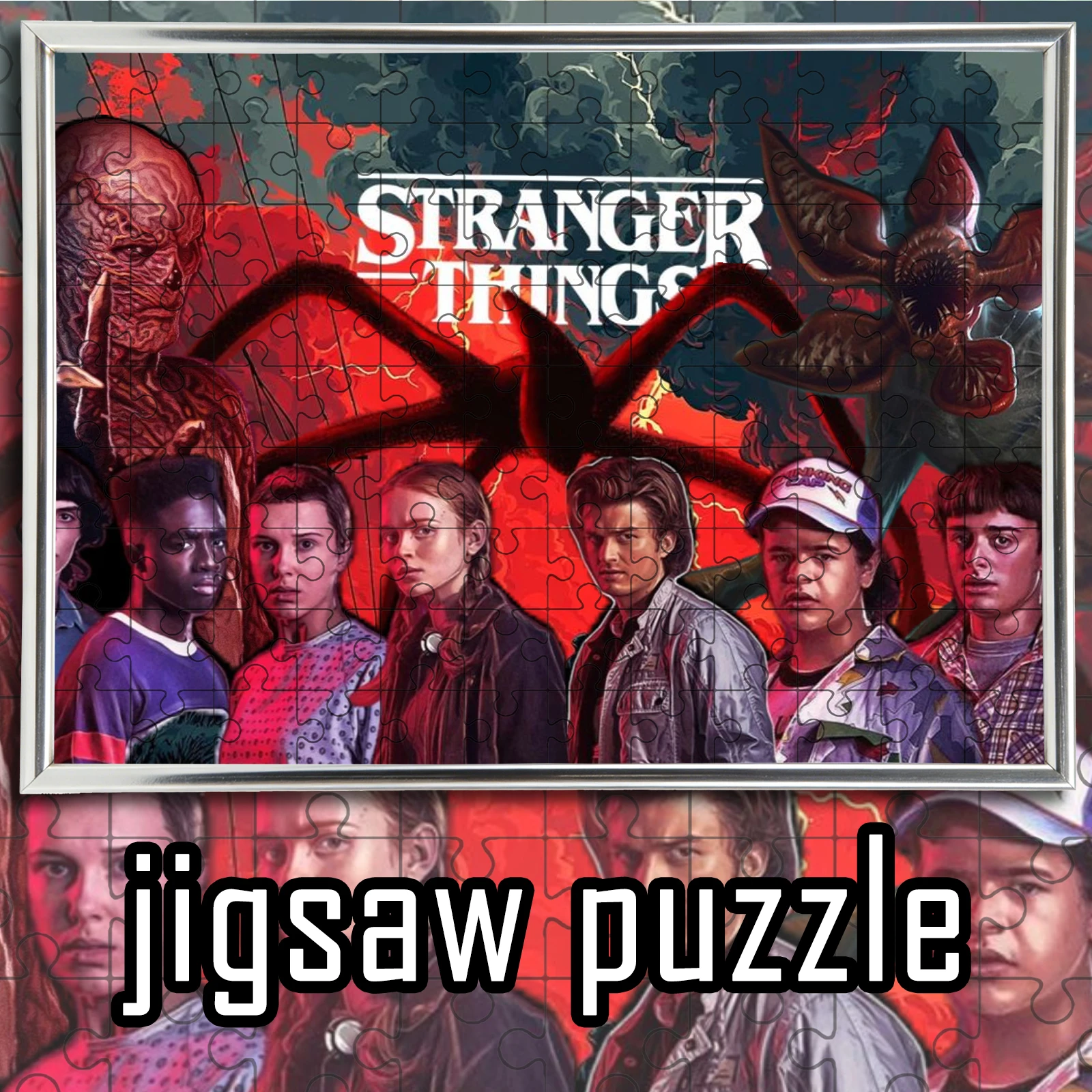 

Деревянный пазл с персонажами и монстрами из сериала «Очень странные дела», разные размеры, сувенир по мотивам сериала, декор для дома, развивающий подарок