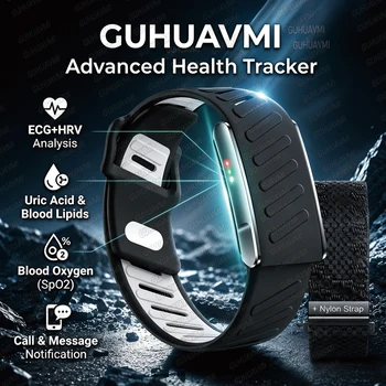 GUHUAVMI Nowa inteligentna bransoletka zdrowotna ECG+PPG Monitor tętna, ciśnienia krwi i snu, przypomnienie o SMS-ach i połączeniach, monitor aktywności fizycznej, smartwatch