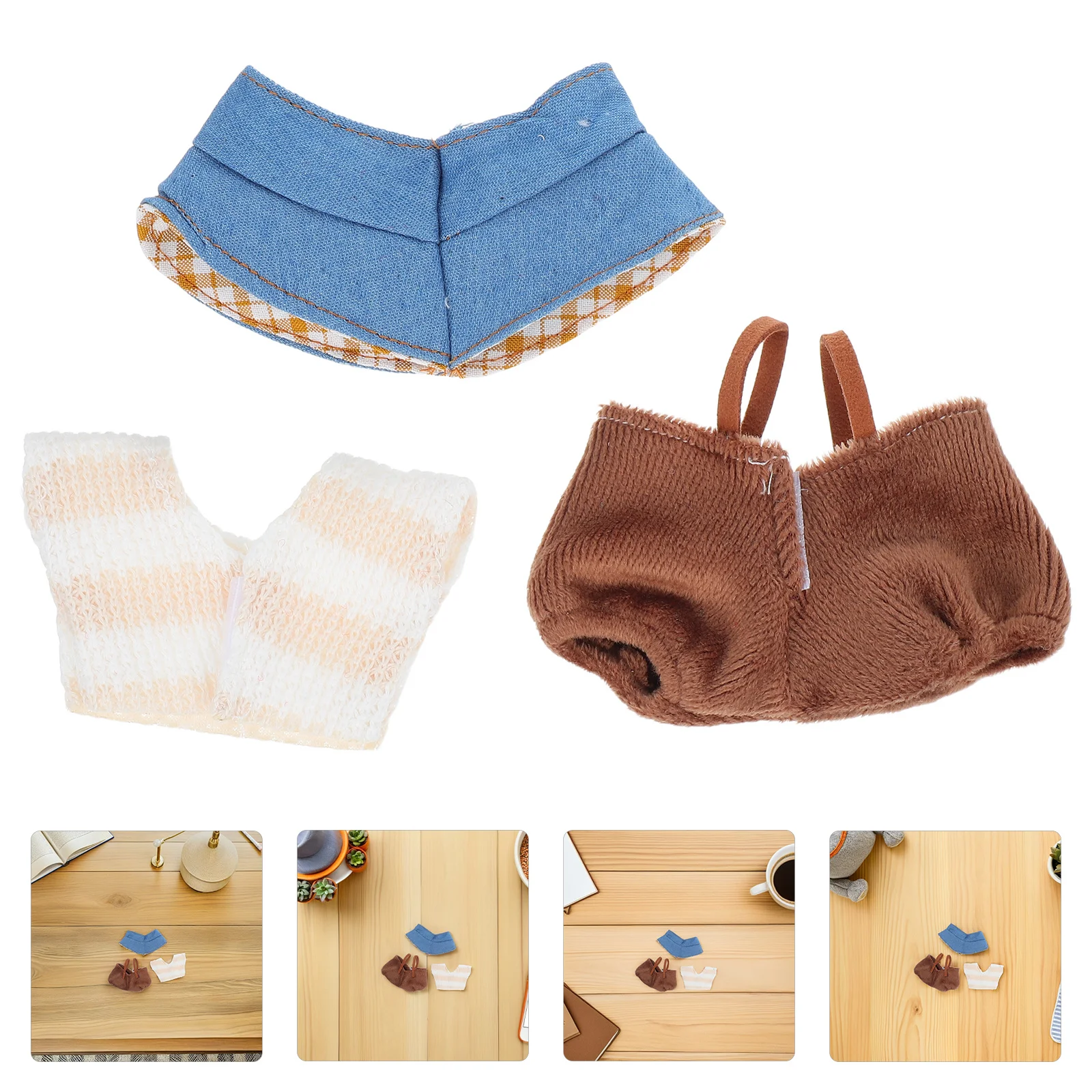 

1Set Miniature Clothing Set 17Cm for Stuffed Animals Fashionable Hat Combo Pretend Playtime Accessories Set for Girls